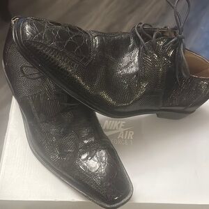 David Eden authentic crocodile/ lizard Men's Black Dress Shoes